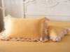 SunnyRain 2-Pieces Solid Color Pillow Cover Rectangle Bed Pillow Case Cotton Pillowcase Lace Edge Solf Easy Care 48x74cm