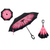 Drop Shipping Windproof Reverse Folding Double Layer Inverted Chuva Umbrella Self Stand Rain Protection C-Hook Hands For Car