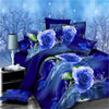Plant Blue flower 3D Polyester Bedding Set of Duvet Cover set Bed Sheet Pillowcase Bed Clothes Queen size
