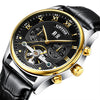 KINYUED Skeleton Automatic Watch Men Waterproof Top Brand Mens Mechanical Watches Leather Calendar Rose Gold Relogio Masculino