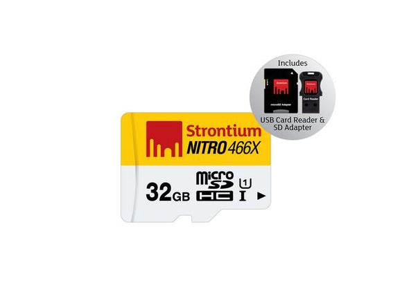Strontium Micro SD Nitro UHS-1 with SD & USB Reader 32GB