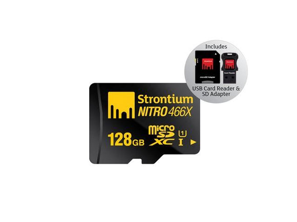 Strontium Micro SD Nitro UHS-1 with SD & USB Reader 128GB