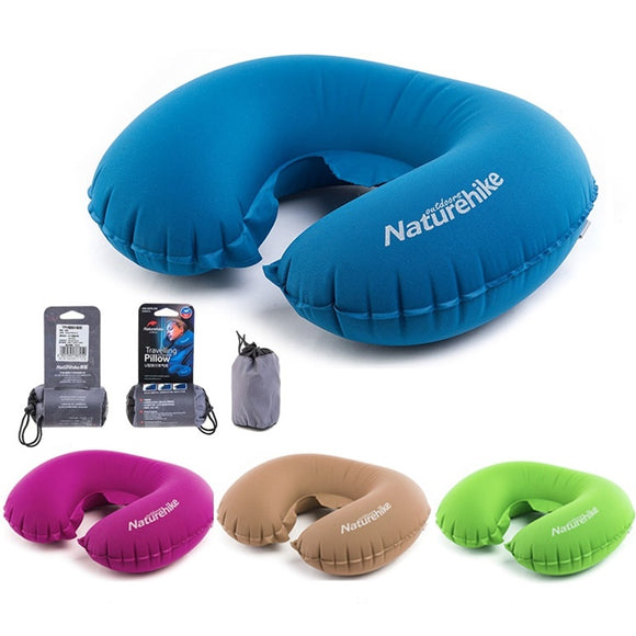 U Shaped AIR Pillow Inflatable Portable Travel Neck Cushion Camp Beach Car Plane Head Rest Bed Sleep Light Weight  EasyTo Carry