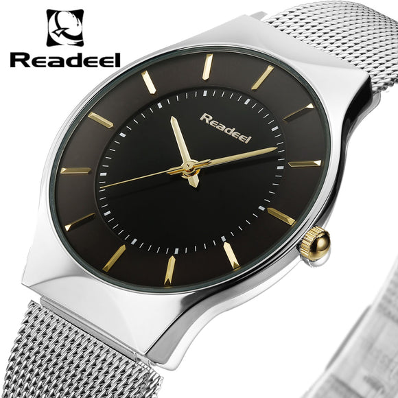 Men's Watches Stainless Steel Band Mesh Analog Quartz Wristwatch Ultra Thin Dial Luxury Watch Men clock male reloj hombre