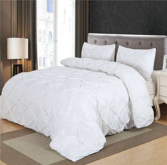 Black/White Luxury Duvet Cover Set Pinch Pleat  2/3pcs Twin/Queen/King Size Bedclothes Bedding Sets (No filling No sheet)