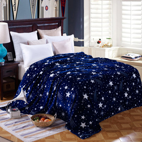 Bright stars bedspread blanket 200x230cm  High Density Super Soft Flannel Blanket to on for the sofa/Bed/Car Portable Plaids