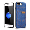 Fashion Cowboy Jean Leather & Silicone Back Cover Case For Apple iPhone 7/ 7 Plus Phone Cases Accessories With Outer Card Holder