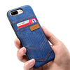 Fashion Cowboy Jean Leather & Silicone Back Cover Case For Apple iPhone 7/ 7 Plus Phone Cases Accessories With Outer Card Holder