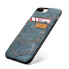 Fashion Cowboy Jean Leather & Silicone Back Cover Case For Apple iPhone 7/ 7 Plus Phone Cases Accessories With Outer Card Holder