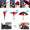 Drop Shipping Windproof Reverse Folding Double Layer Inverted Chuva Umbrella Self Stand Rain Protection C-Hook Hands For Car