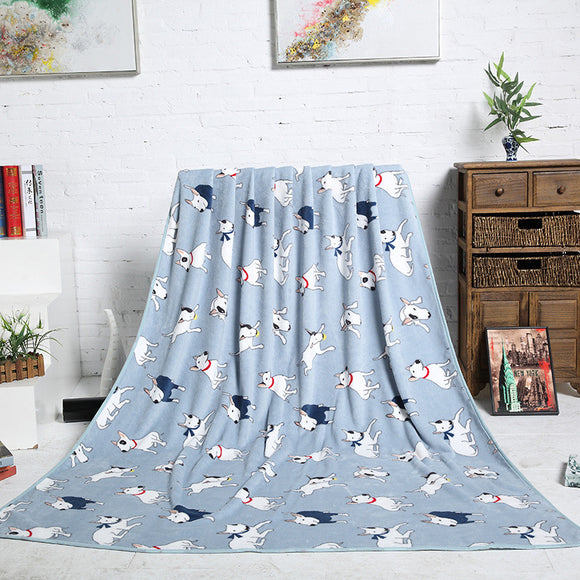 Blue Pink Bull Terrier Printed Flannel Fabric Baby kid Bed Blanket Cover for Sofa/ Travel/ Car Plaids 200X150cm