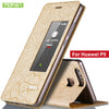 Huawei P9 case cover silicone back Huawei P9 Case original Mofi Flip Leather wallet aluminium cover huaweip9 case foundas 5.2"