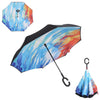 Drop Shipping Windproof Reverse Folding Double Layer Inverted Chuva Umbrella Self Stand Rain Protection C-Hook Hands For Car
