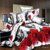 Plant Blue flower 3D Polyester Bedding Set of Duvet Cover set Bed Sheet Pillowcase Bed Clothes Queen size