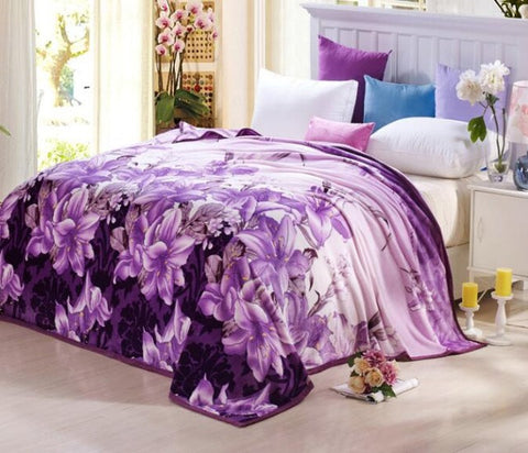 cute plush Package edge technology Pattern  High Density Super Soft Flannel Blanket to on for the sofa bed textile 4 sizes