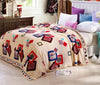 cute plush Package edge technology Pattern  High Density Super Soft Flannel Blanket to on for the sofa bed textile 4 sizes