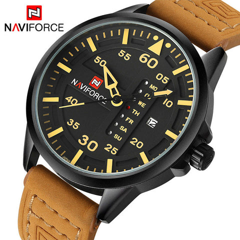 Top Luxury Brand NAVIFORCE Men Sports Watches Men's Quartz Date Clock Man Leather Army Military Wrist Watch Relogio Masculino