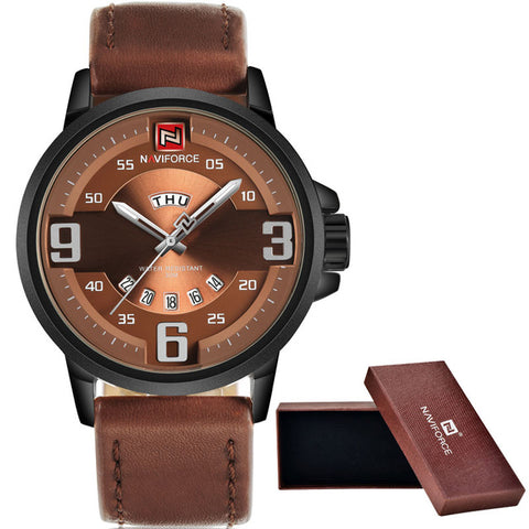 2016 NAVIFORCE Brand Analog Quartz Watch Men Waterproof Fashion Casual Sports Watches Man Leather Wristwatches Relogio Masculino