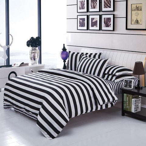 2016 New Drop Ship Bedding Set Twin/Full/Queen Size Duvet Cover Set Classic Black and White Bed Sheet Sets Home Textile