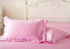 SunnyRain 2-Pieces Solid Color Pillow Cover Rectangle Bed Pillow Case Cotton Pillowcase Lace Edge Solf Easy Care 48x74cm