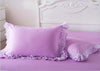 SunnyRain 2-Pieces Solid Color Pillow Cover Rectangle Bed Pillow Case Cotton Pillowcase Lace Edge Solf Easy Care 48x74cm