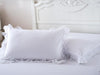 SunnyRain 2-Pieces Solid Color Pillow Cover Rectangle Bed Pillow Case Cotton Pillowcase Lace Edge Solf Easy Care 48x74cm