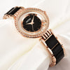 Kimio ultra slim Top Brand Woman watches Fashion Ladies Crystal Clock Black Ceramics Gold Luxury Women Rhinestone Diamond Watch