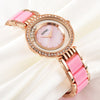 Kimio ultra slim Top Brand Woman watches Fashion Ladies Crystal Clock Black Ceramics Gold Luxury Women Rhinestone Diamond Watch