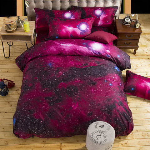 2017 3D Bedding Sets Universe Outer Space Blue Galaxy New 4/3pcs Quilt Duvet Cover Bed Sheet  Sell Pillowcase Twin Queen  XK003