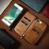 FLOVEME Vintage Wallet Case for iPhone 6 6S 7 Plus Leather Cover Zipper Handbag Card Holder Retro Phone Cases for iPhone 6 6S 7