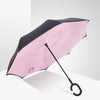 Drop Shipping Windproof Reverse Folding Double Layer Inverted Chuva Umbrella Self Stand Rain Protection C-Hook Hands For Car