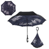 Drop Shipping Windproof Reverse Folding Double Layer Inverted Chuva Umbrella Self Stand Rain Protection C-Hook Hands For Car