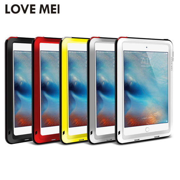 Love Mei Powerful Shockproof Aluminum Case Cover For Apple iPad Air/Air 2/Mini 2/3/4/5/6 CaseHeavy w/Gorilla Toughened Glass