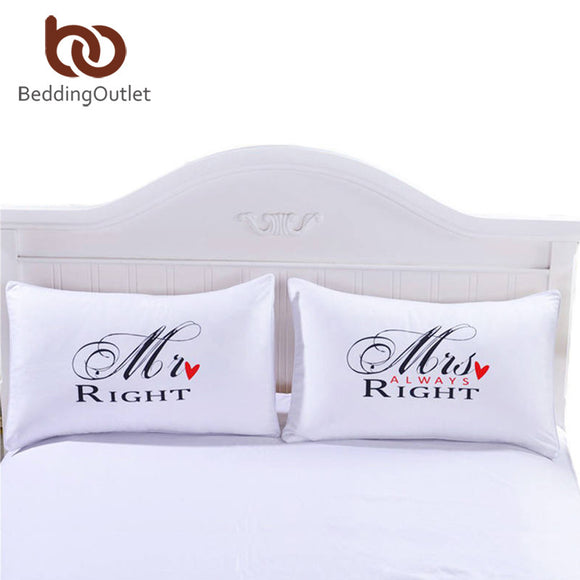 BeddingOutlet MR and MRS Pillowcases Couple Pillow Shams for Him or Her Christmas Romantic Anniversary Wedding Valentine's Gift