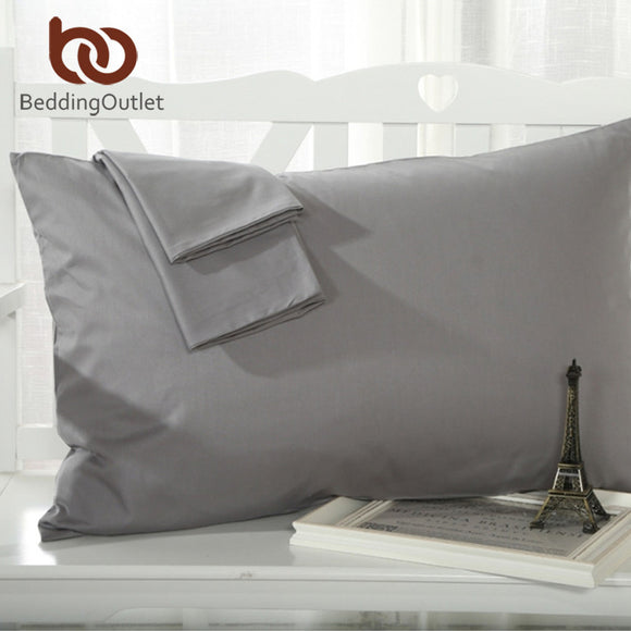 BeddingOutlet Gray Pillow Case Rectangle Solid Color Bedclothes 100% Cotton Soft Decorative Pillow Covers 48cmx74cm 2Pcs Hot