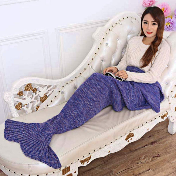 195x95CM Yarn Knitted Mermaid Tail Blanket  Soft Sleeping Bed Handmade Crochet  Anti-Pilling Portable Blanket Air Conditioning