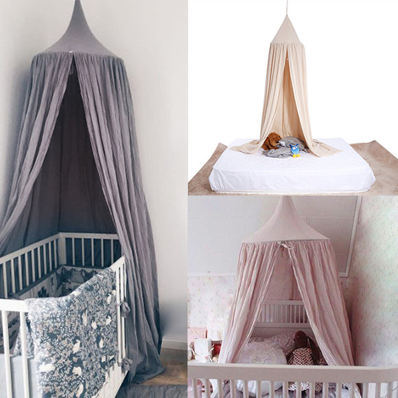 Cotton 6 Colors Hanging Kids Baby Bedding Dome Bed Canopy Mosquito Net Bedcover Curtain for Baby Kids Reading Playing Home