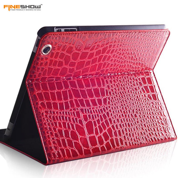 Fineshow Crocodile Leather Tablet Case for iPad 4 3 2 / Wake up Sleep Smart Cover Flip Case with Holder Stand Fashion Capa