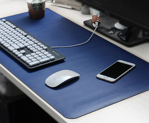 Large Mouse Pad, Leather Desk Pad Extent Mouse Pad Gaming Mouse Pad Office Desk Mat (Blue Red Black)