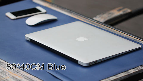 Large Mouse Pad, Leather Desk Pad Extent Mouse Pad Gaming Mouse Pad Office Desk Mat (Blue Red Black)