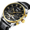KINYUED Skeleton Automatic Watch Men Waterproof Top Brand Mens Mechanical Watches Leather Calendar Rose Gold Relogio Masculino