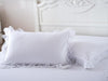 SunnyRain 2-Pieces Solid Color Pillow Cover Rectangle Bed Pillow Case Cotton Pillowcase Lace Edge Solf Easy Care 48x74cm