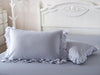 SunnyRain 2-Pieces Solid Color Pillow Cover Rectangle Bed Pillow Case Cotton Pillowcase Lace Edge Solf Easy Care 48x74cm