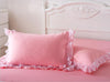 SunnyRain 2-Pieces Solid Color Pillow Cover Rectangle Bed Pillow Case Cotton Pillowcase Lace Edge Solf Easy Care 48x74cm