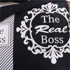 iDouillet 3D Initial "The Real BOSS" Bedding Set for Couple Duvet Cover Sheet Pillowcase Queen King Size Black White Bedlinen