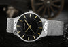 Men's Watches Stainless Steel Band Mesh Analog Quartz Wristwatch Ultra Thin Dial Luxury Watch Men clock male reloj hombre
