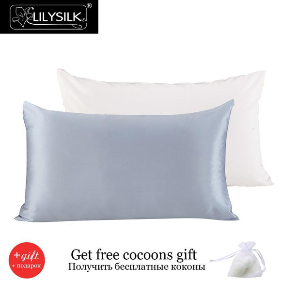 Lilysilk 100% Pure Mulberry Silk Pillowcase with Cotton Terse Pillow Cover for Hair with Hidden Zipper Hypoallergenic