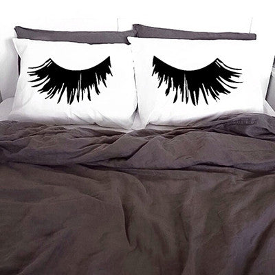 IKathoME Black/White 2 Sided Printed Eyelash Pillow Case,20x30" 50*76cm Couple Pillow Cases Sets,Funny Sleeping Eyes Pillow 021