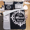 iDouillet 3D Initial "The Real BOSS" Bedding Set for Couple Duvet Cover Sheet Pillowcase Queen King Size Black White Bedlinen