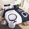 iDouillet 3D Initial "The Real BOSS" Bedding Set for Couple Duvet Cover Sheet Pillowcase Queen King Size Black White Bedlinen